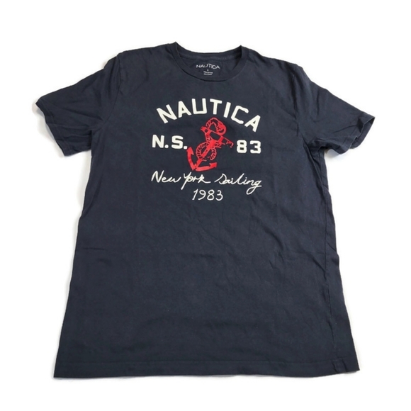 Nautica Navy Blue Graphic Tee Large - Picture 1 of 3